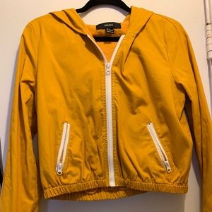 Yellow Cropped Zip Up Jacket
